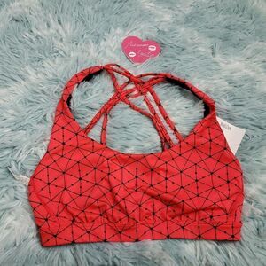 Victoria's Secret Red Spider Web Pattern VSX Logo Racerback Sport Bra Si…